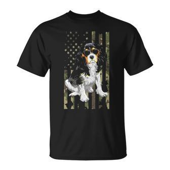 Cavalier King Charles Spaniel Men Dad Mom Camo Usa Flag T-Shirt | Mazezy