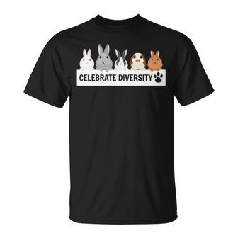 Celebrate Diversity Pet Bunnies For Rabbit Lovers T-Shirt | Mazezy