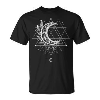 Celestial Occult Witchcraft Moon With Lavender Gothic Witch T-Shirt - Monsterry