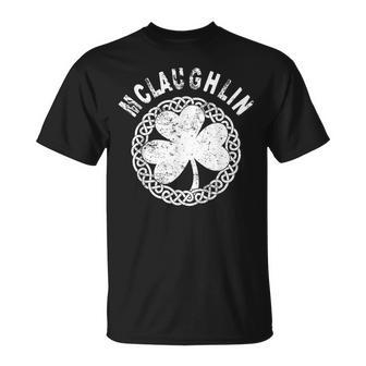 Celtic Theme Mclaughlin Irish Family Name T-Shirt - Monsterry