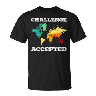 Challenge Accepted Map T Travel World Traveler T-Shirt - Monsterry UK