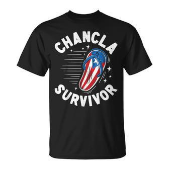 Chancla Survivor Puerto Rican Puerto Rico Spanish Joke T-Shirt - Seseable
