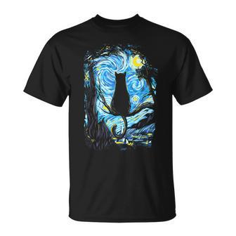 Chat Nuit Étoilée Chat Van Gogh T-Shirt - Cadeauxyz