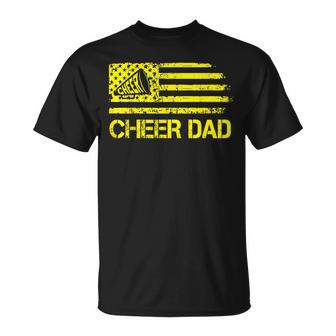 Cheer Dad Cheerleading Usa Flag Fathers Day Cheerleader T-Shirt - Seseable