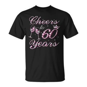 Cheers To 60 Years 1962 60Th Birthday Queen Pink Diamond T-Shirt - Thegiftio