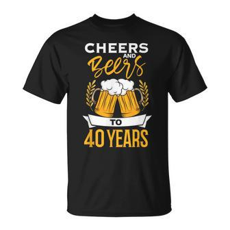 Cheers And Beers To 40 Years Birthday Beer Beer Lover T-Shirt - Thegiftio UK