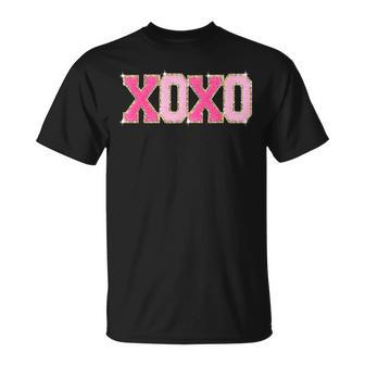 Chenille Patch Sparkling Xoxo Valentines Day Heart Love T-Shirt - Seseable
