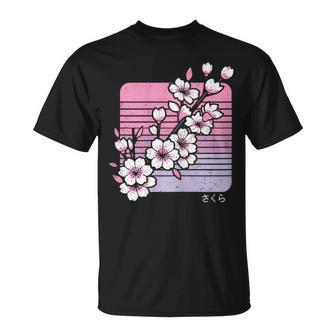 Cherry Blossom Japanese Sakura Vaporwave Aesthetic Vintage T-Shirt - Monsterry