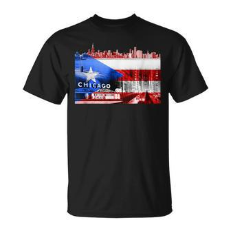 Chicago Boricua Chi-Town Windy City Rican Puerto Rico Flag T-Shirt - Monsterry
