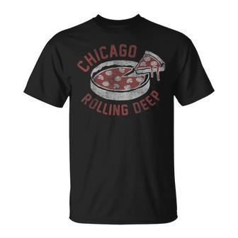 Chicago Rolling Deep Dish Pizza Vintage Graphic T-Shirt - Monsterry