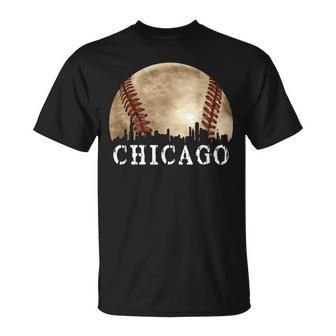 Chicago Skyline City Vintage Baseball Lover T-Shirt - Seseable