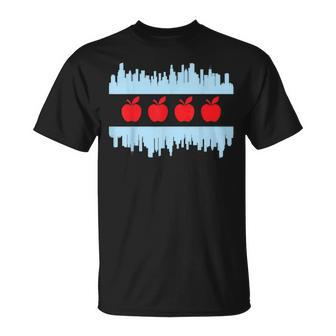 Chicago Teacher Flag Skyline Apple T-Shirt - Monsterry CA