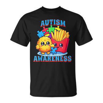 Chicken Nugget And French Fries Autism Awareness T-Shirt - Seseable