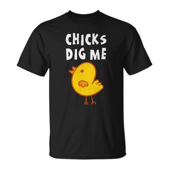 Chicks Dig Me Funny Egg Hunter Easter For Boy T-Shirt - Thegiftio