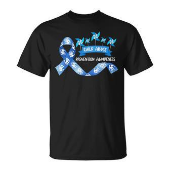 Child Abuse Prevention Awareness Month Pinwheel Ribbon T-Shirt - Monsterry