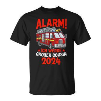 Children's Alarm Ich Werde Großer Cousin 2024 Fire Brigade T-Shirt - Geschenkecke