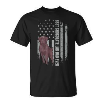 Chocolate Lab Dad American Flag Brown Labrador Retriever T-Shirt - Monsterry