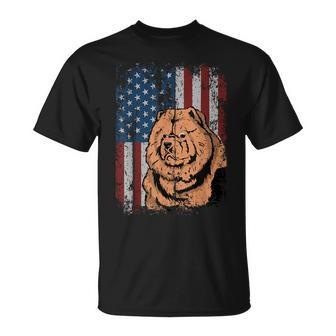 Chow Chow American Flag Patriotic Chow Chow Owner T-Shirt - Monsterry