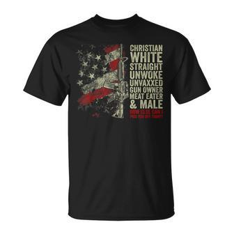 Christian White Straight Unwoke Unvaxxed Gun Owner Vintage T-Shirt - Monsterry UK