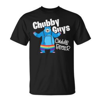 Chubby Guys Cuddle Better Lgbtq Gay Pride Bear T-Shirt - Monsterry UK