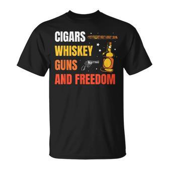 Cigars Whiskey Guns And Freedom Whisky Cigar Lover T-Shirt - Monsterry DE