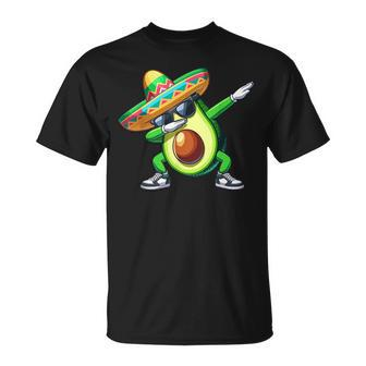 Cinco De Mayo Dabbing Avocado Mexican Sombrero T-Shirt - Monsterry