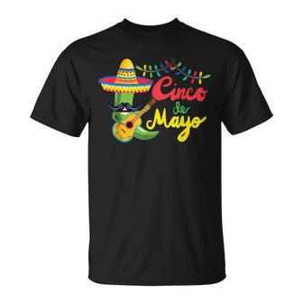 Cinco De Mayo Drinko De Mayo Music Lover With Mustache T-Shirt - Monsterry UK