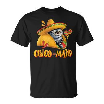 Cinco De Mayo Mexican Fiesta 5 De Mayo Taco Cat T-Shirt - Seseable