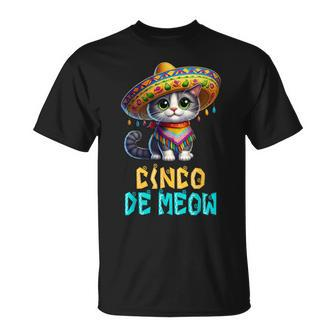 Cinco De Meow With Smiling Cat Lover T-Shirt - Seseable