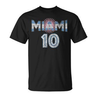 City Of Miami Argentina 10 Blue Pink Sun Flag T-Shirt - Seseable