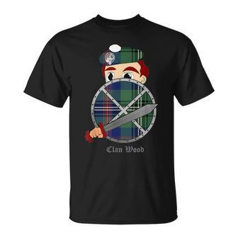 Clan Wood Surname Last Name Scottish Tartan Crest T-Shirt - Seseable