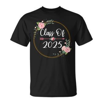 Class Of 2025 Senior 2025 Cute Arrow Flowers For Girls Women T-Shirt - Monsterry AU