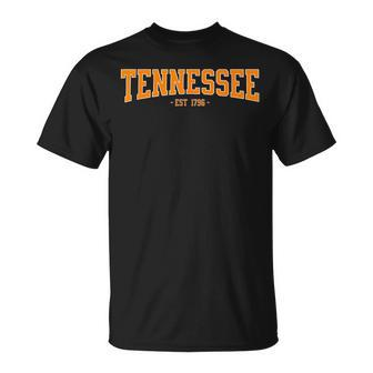 Classic Tn Orange Print Retro Varsity Vintage Tennessee T-Shirt - Seseable