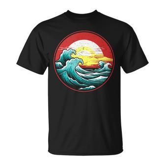 Coastline Sunset And Surf Waves Coastal Living Beach Lover T-Shirt - Monsterry UK