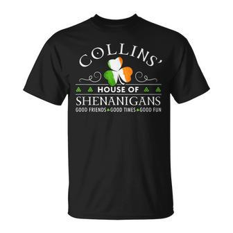Collins House Of Shenanigans Irish Family Name T-Shirt - Seseable
