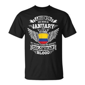 Colombia Colombian Flag Colombians Birthday January T-Shirt - Monsterry AU