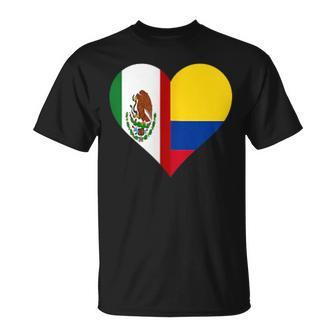 Colombian Mexican Heart Flag Colombia Mexico T-Shirt - Monsterry CA