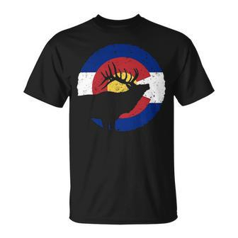 Colorado Elk Hunting Co State Flag Hunter T-Shirt | Mazezy