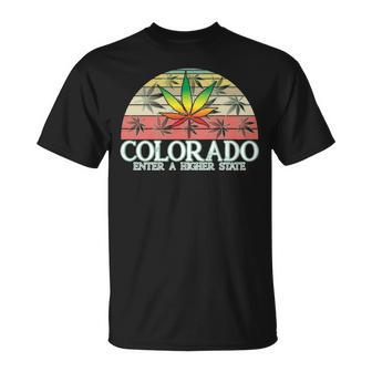 Colorado Enter A Higher State Retro Vintage Rainbow Weed T-Shirt | Mazezy