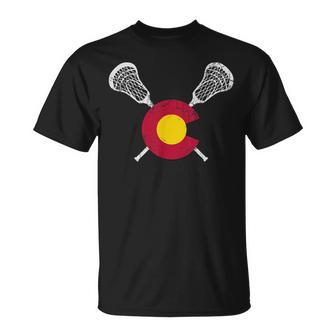 Colorado Flag Lacrosse Lax Player Team Coach Mom Dad T-Shirt - Monsterry CA