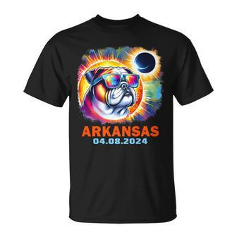 Colorful Bulldog Total Solar Eclipse 2024 Arkansas T-Shirt | Mazezy