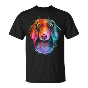 Colorful Dachshund Dog Art Illustration T-Shirt | Mazezy