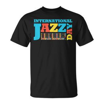 Colorful International Jazz Day Featuring Piano Keys T-Shirt - Monsterry CA