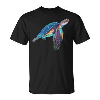 Colorful Sea Turtle Watercolor Lover Dad Mom T-Shirt - Monsterry CA