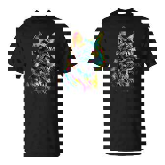 Colorido Arte Gato Motivo Animal Gato Camiseta unisex - Regaloses