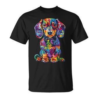 Colorido Perro Salchicha Para Amantes De Los Perros Camiseta unisex - Regaloses