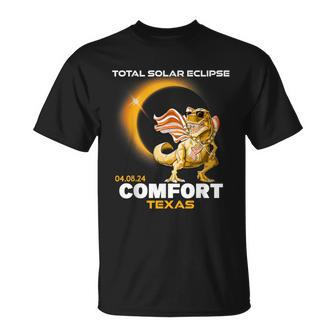 Comfort Texas Dinosaur Total Solar Eclipse 2024 T-Shirt - Thegiftio UK