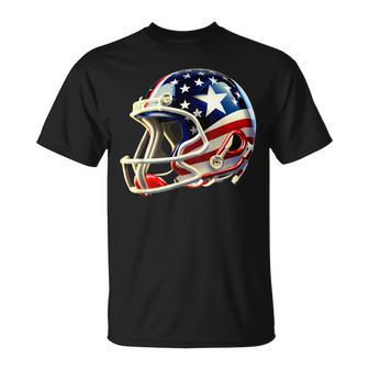 Cool American Football Helmet With American Flag Decal Usa T-Shirt - Thegiftio UK