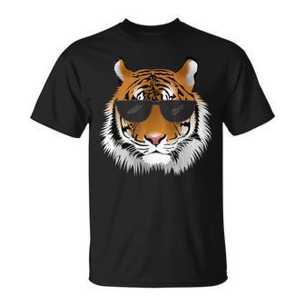 Cool Bengal Tiger With Sunglasses Bengal Tiger Head T-Shirt - Monsterry DE