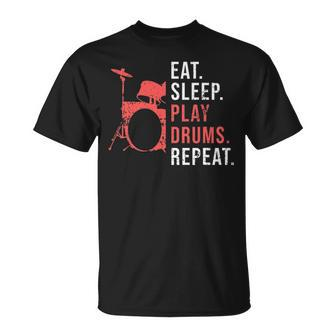 Cool Drum Kit Silhouette Percussion Vintage Drummer T-Shirt | Mazezy
